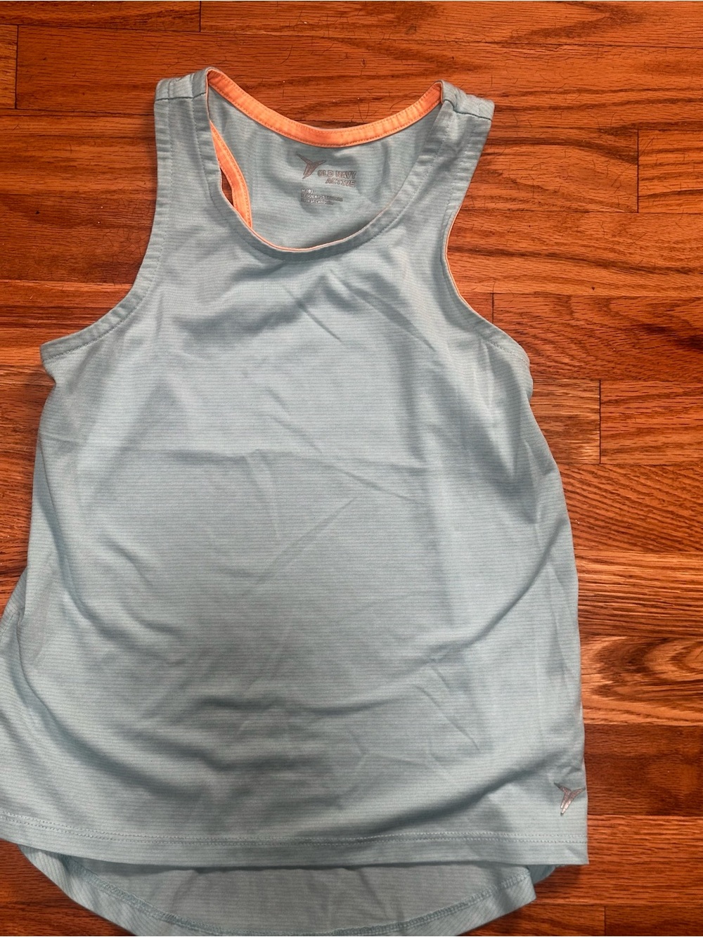 Light Blue Racerback Tank Top with Peach Trim - Girl’s Activewear